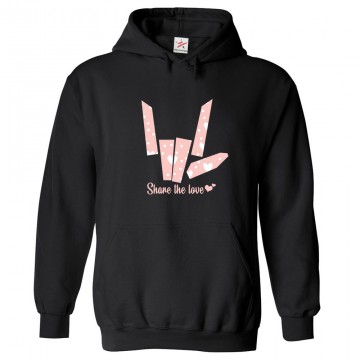 Share The Love with I Love You Hand Sign Unisex Classic Kids and Adults Pullover Hoodie